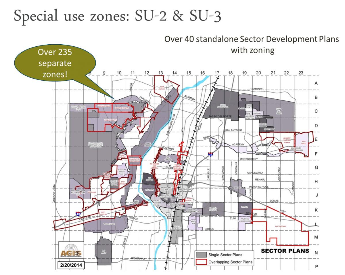 Special use zones:  SU-2 & SU-3 - Over 40 standalone Sector Development Plans with zoning.  Over 235 separate zones!